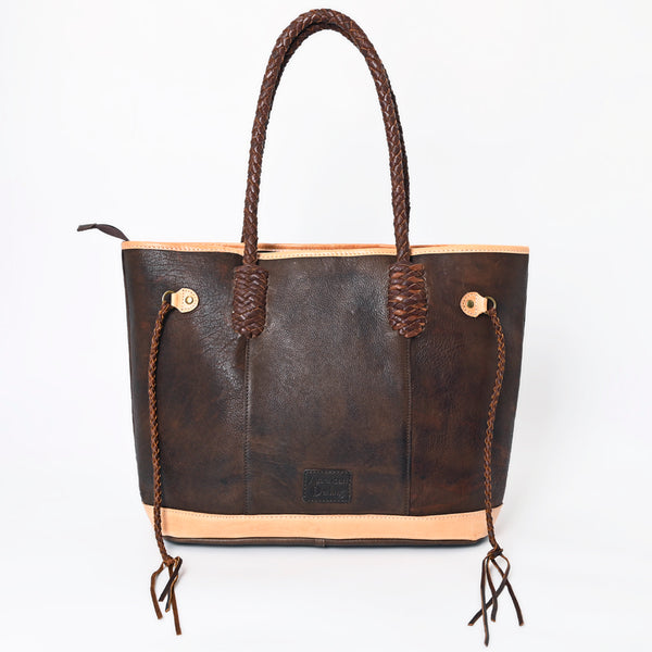 ADBGM328 Handmade Leather Crossbody Bag with Braided Edges - Western Compact Purse