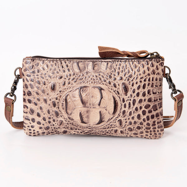 ADBG766 American Darling Western Leather Crossbody Bag - Crocodile Embossed Handcrafted Purse