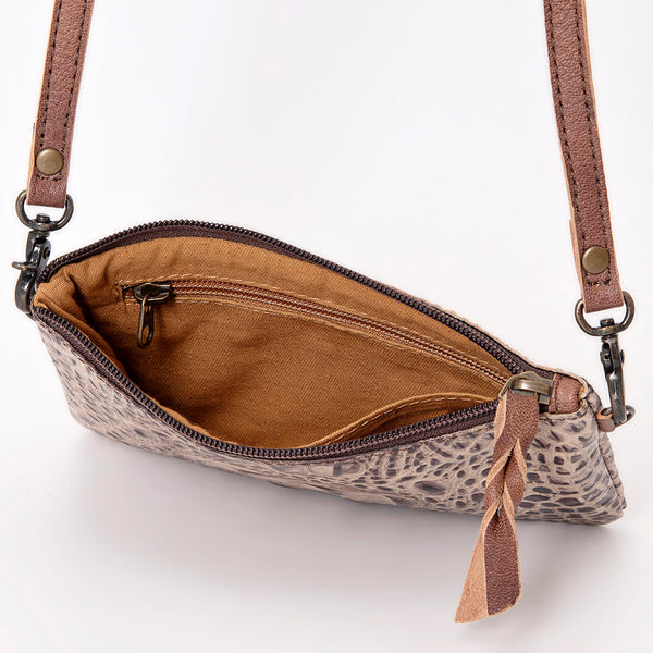 ADBG766 American Darling Western Leather Crossbody Bag - Crocodile Embossed Handcrafted Purse