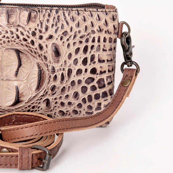 ADBG766 American Darling Western Leather Crossbody Bag - Crocodile Embossed Handcrafted Purse