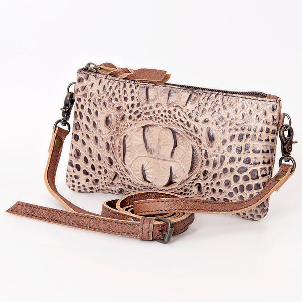 ADBG766 American Darling Western Leather Crossbody Bag - Crocodile Embossed Handcrafted Purse