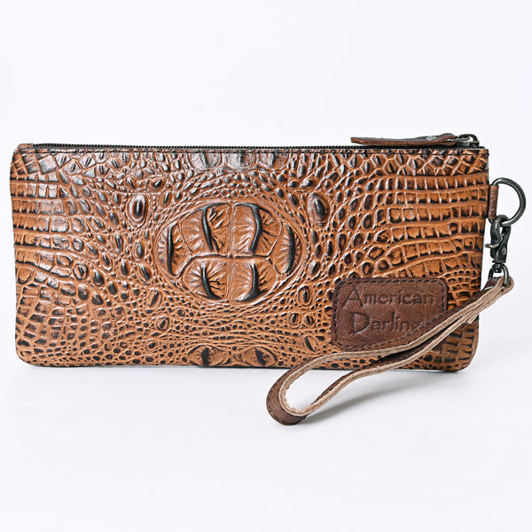 ADBG768 American Darling Handcrafted Embossed Leather Wristlet Zippered Clutch Wallet Bag