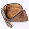 ADBG768 American Darling Handcrafted Embossed Leather Wristlet Zippered Clutch Wallet Bag