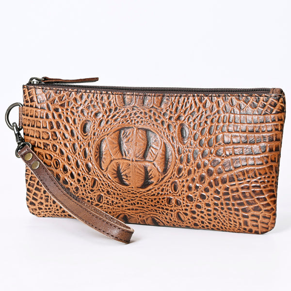 ADBG768 American Darling Handcrafted Embossed Leather Wristlet Zippered Clutch Wallet Bag