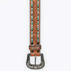 ADBLF210 Tooled Leather Western Belt with Turquoise Mosaic Inlay & Floral Tooling