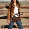 ADBG1124 American Darling Handcrafted Western Leather Fanny Pack with Hair-On Cowhide & Fringes