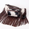 ADBG1124 American Darling Handcrafted Western Leather Fanny Pack with Hair-On Cowhide & Fringes