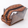 ADBG994 American Darling Hand Tooled Floral Leather Toiletry Clear Bag with Artisan Carving