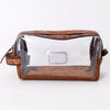 ADBG994 American Darling Hand Tooled Floral Leather Toiletry Clear Bag with Artisan Carving
