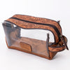 ADBG994 American Darling Hand Tooled Floral Leather Toiletry Clear Bag with Artisan Carving