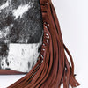 ADBG1125 American Darling Handcrafted Western Leather Sling Bag with Fringes and Hair-On Cowhide