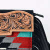 ADBG1128 American Darling Tooled Leather & Saddle Blanket Crossbody -Western Fringe Purse