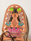 LC-ADFT133BR2 Women's Floral & Feather Tooled Leather Canvas Loafers - Multicolor Western Slip-On