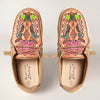 LC-ADFT133BR2 Women's Floral & Feather Tooled Leather Canvas Loafers - Multicolor Western Slip-On