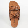 LC-ADFTE103A Hand-Tooled Leather Buckle Sandals - Double Strap Western Slides by American Darling