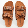 LC-ADFTE103A Hand-Tooled Leather Buckle Sandals - Double Strap Western Slides by American Darling