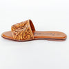 LC-ADFTE106 Tooled Leather Slide Sandals - Floral Cowgirl Slip-Ons by American Darling
