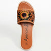 LC-ADFTE106A-8 Sunflower Tooled Leather Slide Sandals - Western Summer Slip-Ons by American Darling