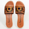 LC-ADFTE106A-7 Sunflower Tooled Leather Slide Sandals - Western Summer Slip-Ons by American Darling