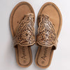 LC-ADFTE109 Hand-Tooled Leather Toe Ring Sandals - Floral Western Slides by American Darling