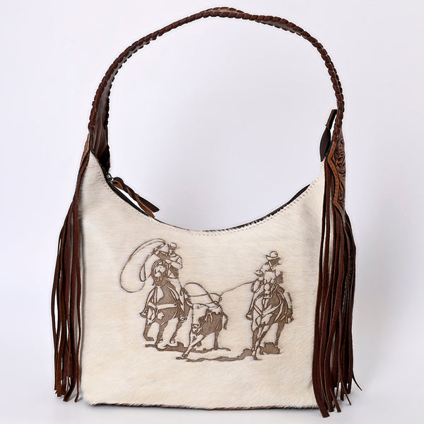 ADBG803 American Darling Western Hobo Bag Hair-On Cowhide & Tooled Leather Shoulder Purse