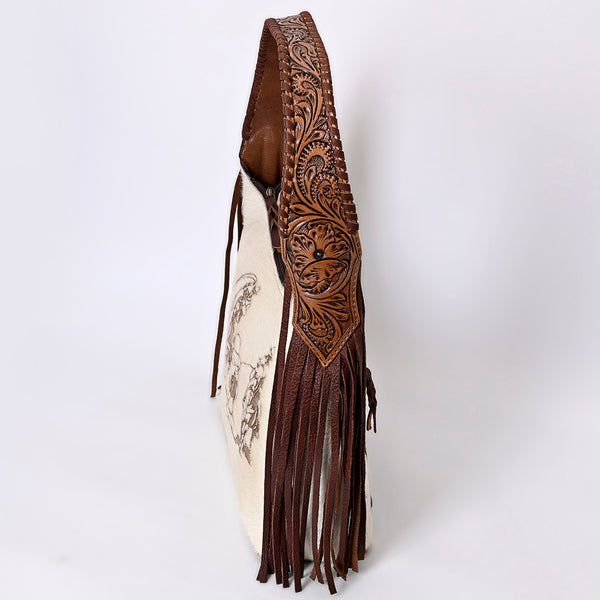 ADBG803 American Darling Western Hobo Bag Hair-On Cowhide & Tooled Leather Shoulder Purse