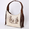 ADBG803 American Darling Western Hobo Bag Hair-On Cowhide & Tooled Leather Shoulder Purse