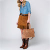 ADBG1131 American Darling Hand Tooled Leather Tote Bag -Western Floral Carved Purse