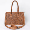 ADBG1131 American Darling Hand Tooled Leather Tote Bag -Western Floral Carved Purse
