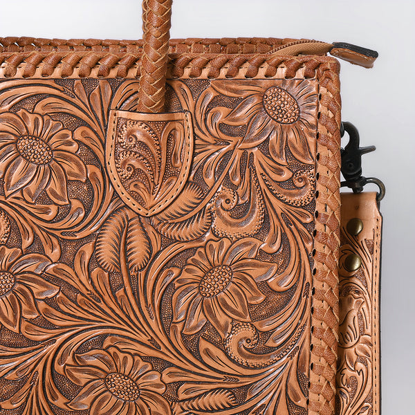ADBG1131 American Darling Hand Tooled Leather Tote Bag -Western Floral Carved Purse
