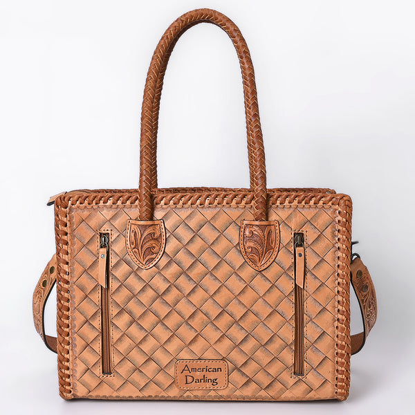 ADBG1131 American Darling Hand Tooled Leather Tote Bag -Western Floral Carved Purse