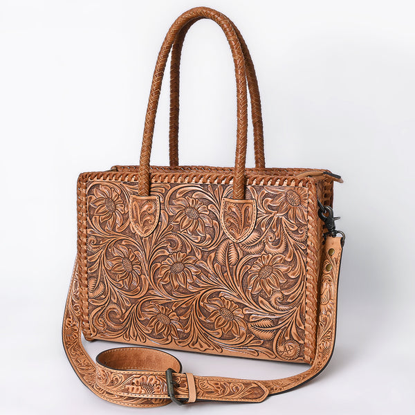 ADBG1131 American Darling Hand Tooled Leather Tote Bag -Western Floral Carved Purse