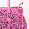 ADBG1131 American Darling Pink Hand Tooled Floral Leather Tote Bag Western Purse