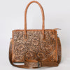 ADBG1131 American Darling Hand Tooled Leather Tote Bag -Western Floral Carved Purse