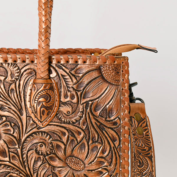 ADBG1131 American Darling Hand Tooled Leather Tote Bag -Western Floral Carved Purse