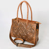 ADBG1131 American Darling Hand Tooled Leather Tote Bag -Western Floral Carved Purse