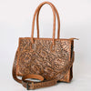 ADBG1131 American Darling Hand Tooled Leather Tote Bag -Western Floral Carved Purse