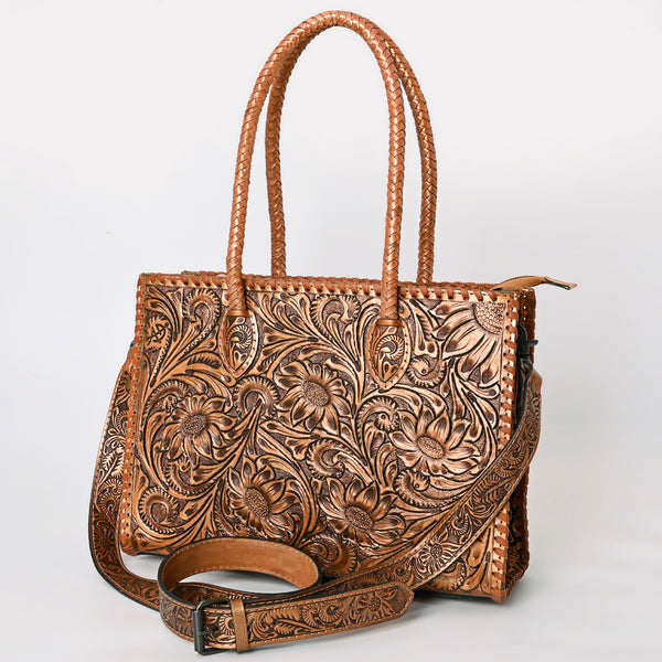 ADBG1131 American Darling Hand Tooled Leather Tote Bag -Western Floral Carved Purse