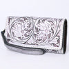 ADBG1132 American Darling Hand Tooled Floral Leather Clutch & Crossbody Wallet