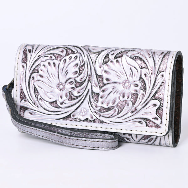 ADBG1132 American Darling Hand Tooled Floral Leather Clutch & Crossbody Wallet