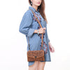 ADBG1133 American Darling Hand Tooled Floral Leather Crossbody Bag Western Purse