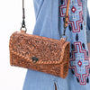 ADBG1133 American Darling Hand Tooled Floral Leather Crossbody Bag Western Purse