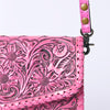 ADBG1133 American Darling Pink Hand Tooled Floral Leather Crossbody Wallet Bag