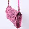 ADBG1133 American Darling Pink Hand Tooled Floral Leather Crossbody Wallet Bag