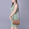 ADBG1133 American Darling Hand Tooled Floral Leather Crossbody Bag Western Purse
