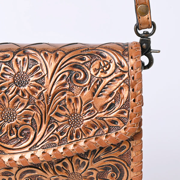 ADBG1133 American Darling Hand Tooled Floral Leather Crossbody Bag Western Purse