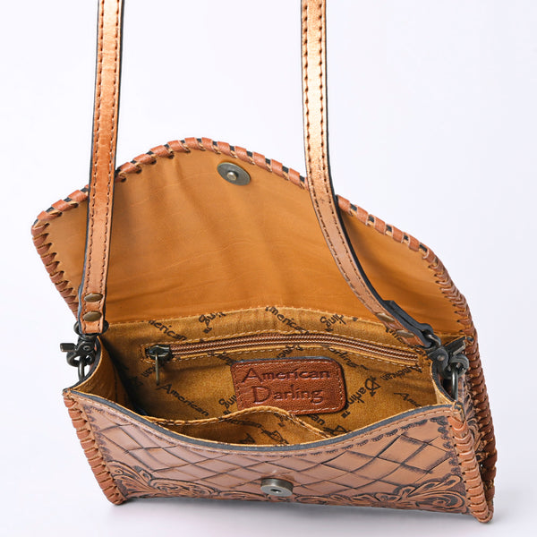 ADBG1133 American Darling Hand Tooled Floral Leather Crossbody Bag Western Purse