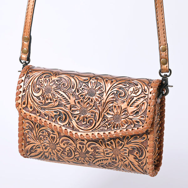 ADBG1133 American Darling Hand Tooled Floral Leather Crossbody Bag Western Purse