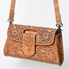 ADBG1134 American Darling Hand Tooled Floral Leather Wallet Bag Clutch & Crossbody Handbag