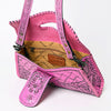ADBG1134 American Darling Pink Hand Tooled Floral Leather Clutch & Crossbody Bag